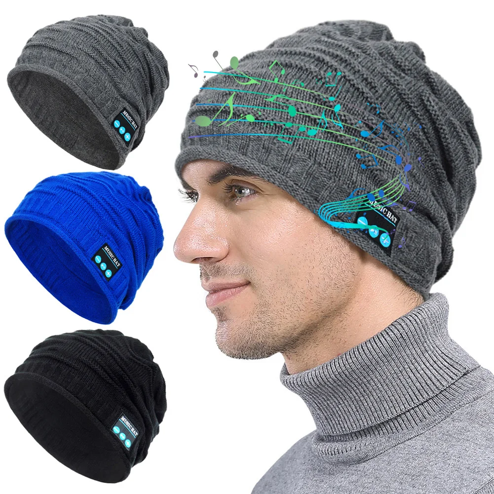 Bluetooth музыкальная вязаная шапка бини Беспроводная умная теплая гарнитура