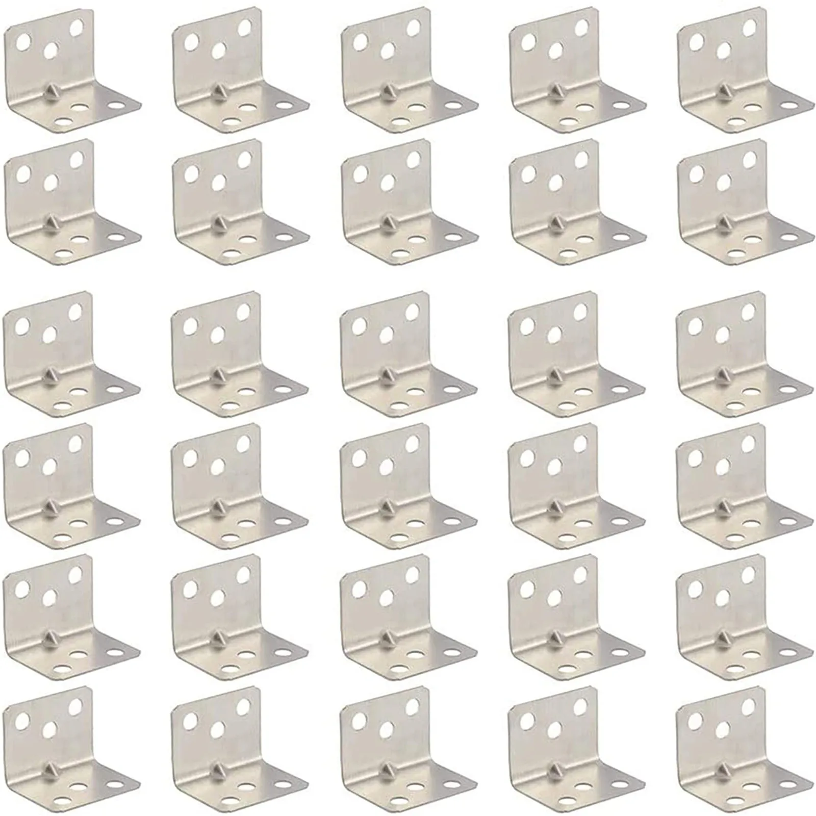 

40 PCS Stainless Steel Right Angle L-Shaped Bracket Thickened Corner Connectors Fixed 90-Degree Furniture Hardware Braces Shelfs