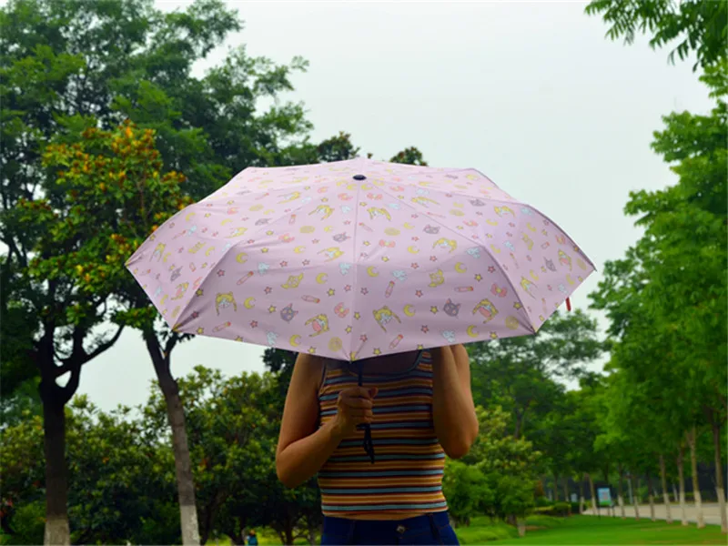 Аниме Сейлор Мун косплей девушки розовый мультфильм складной зонт от солнца