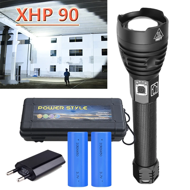 Мощный светодиодный фонарик XHP70.2 XHP90 перезаряжаемый супер водонепроницаемый