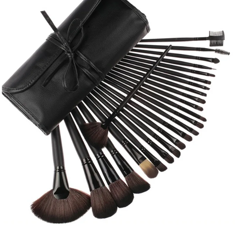 

makeup brush set original color horse hair wooden handle portable PU package beauty brush tools Professional Cosmetics