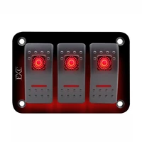 12v 24v 3 gang red rocker switch panel circuit breaker boat marine waterproof