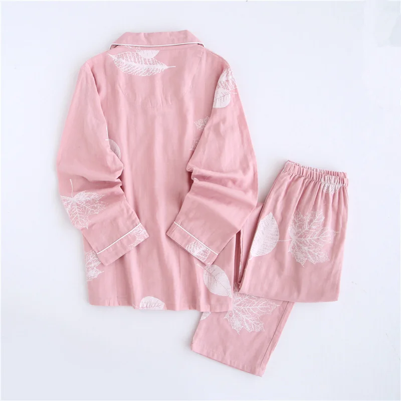 Женские пижамные комплекты из 100% хлопка со штанами пижама с длинными рукавами и