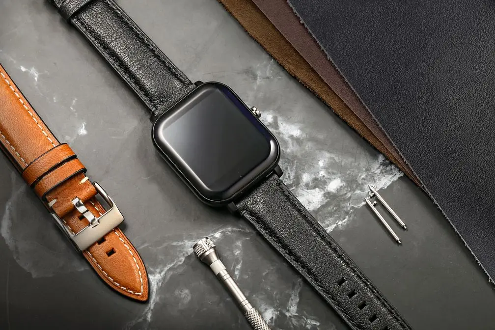 Ремешок из натуральной кожи для наручных часов быстросъемный винтажный черный