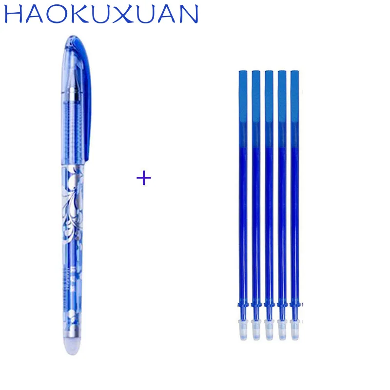 

6pcs/Lot 0.5mm Erasable Ballpoint Pen Set Washable Handle Magic Ink Erasable Refill Rod For School Office Student Writing Tools
