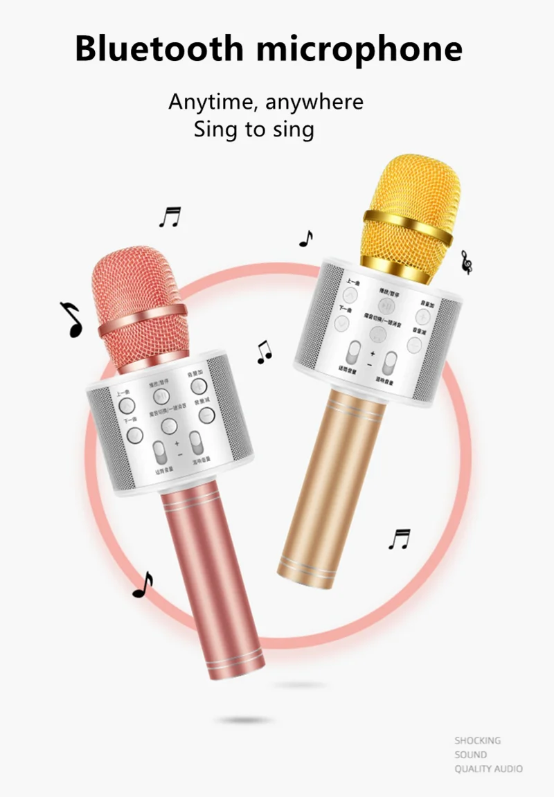 IMice WS858 профессиональный Bluetooth беспроводной микрофон динамик ручной караоке микрофон музыкальный плеер для вокала, с рекордером KTV Mic