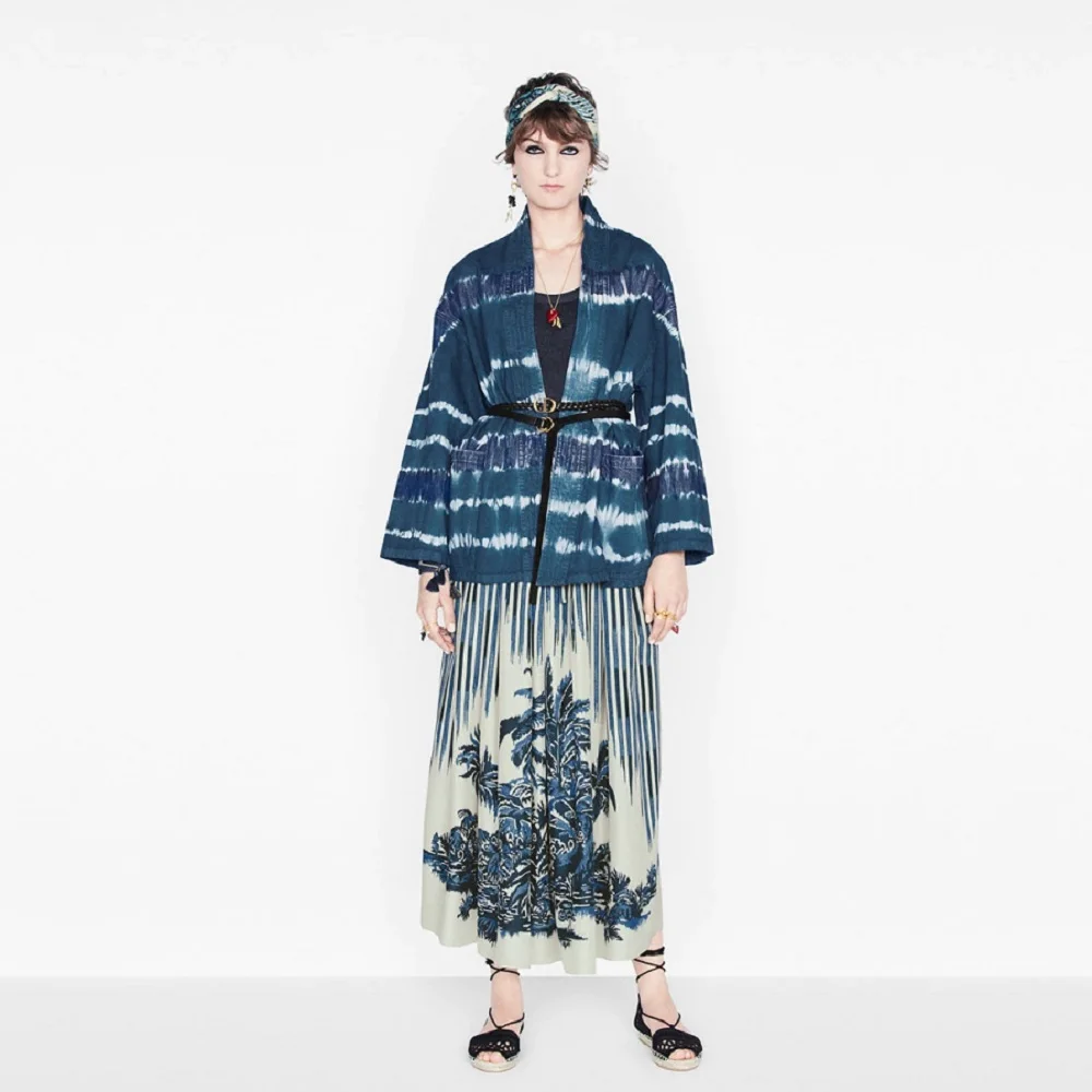 

Big-name summer cotton 3D hand-painted printing pleated bandage skirt 2021 ladies fashion high-quality traf large-hem skirt y2k