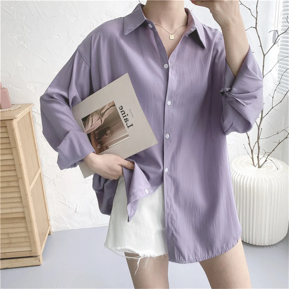 

동대문 7 Colors Pure Color Full Sleeve Women Shirts Bottom Korea l New Chic Gentle Office Lady Streetwear Hot Tops