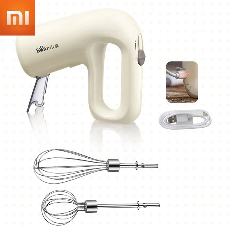 Liquidificador de Alimentos Xiaomi Elétrica Urso Mini Mixer 5 Velocidade Ovo Batedor Automático Processador Alimentos Cozinha Manual Ferramentas Mão