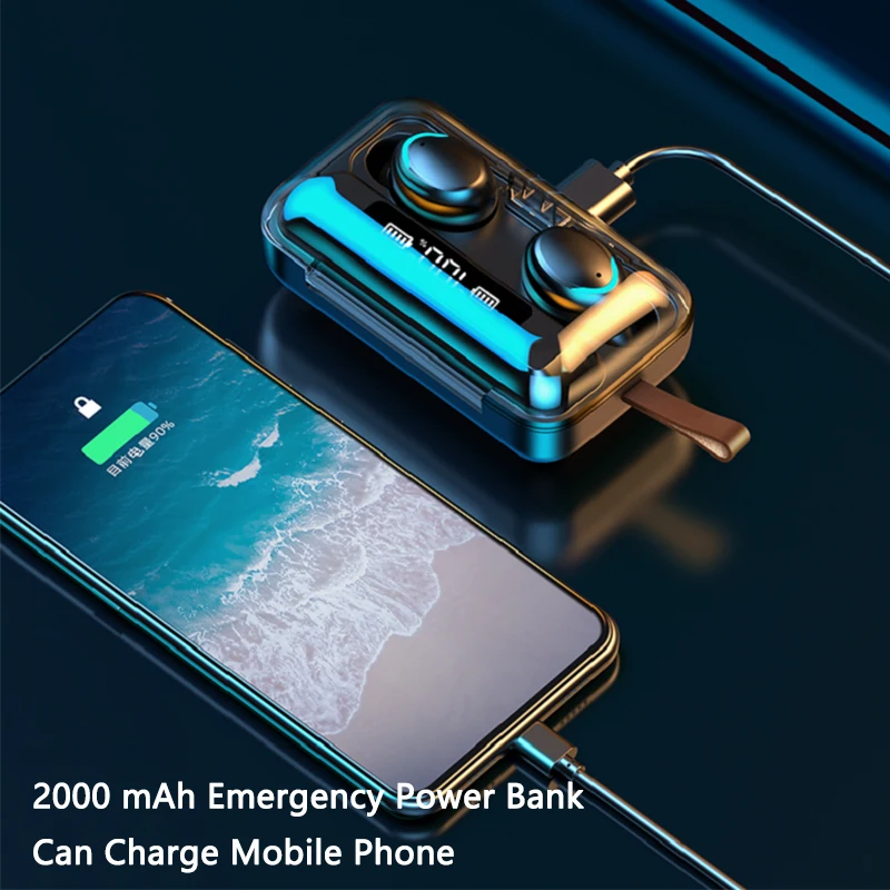 

Brightside TWS Bluetooth 5.0 Earphones Touch Wireless Headphone 9D Stereo Sports IPX7 Waterproof Earbuds Headsets w/ Microphone