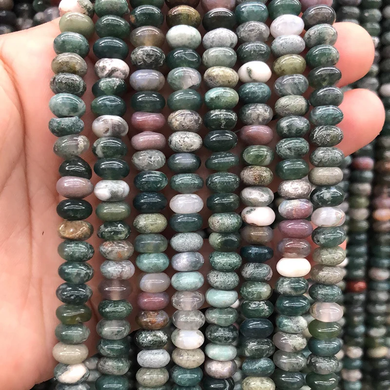 

8mm Aquatic Plants Agates Rondelle Round Spacer Beads For Jewelry Making Diy Bracelet Charms Accessories 15" 8mm