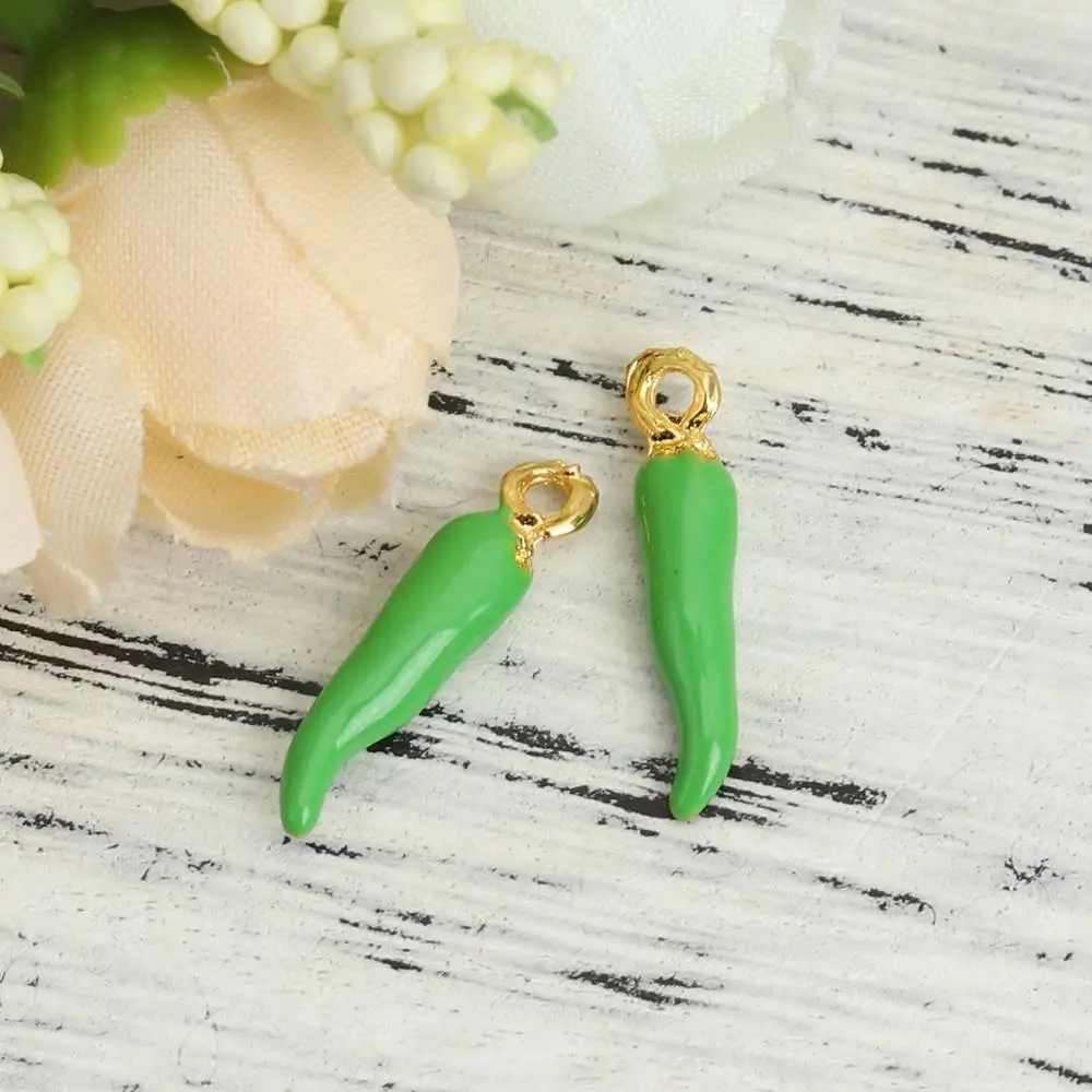 Doreen Box Fashion Colorful Chili Charms Gold Metal Enamel Pendants DIY Earrings Necklace WomenJewelry Gift 20mm x 4mm 10PCs | Украшения и