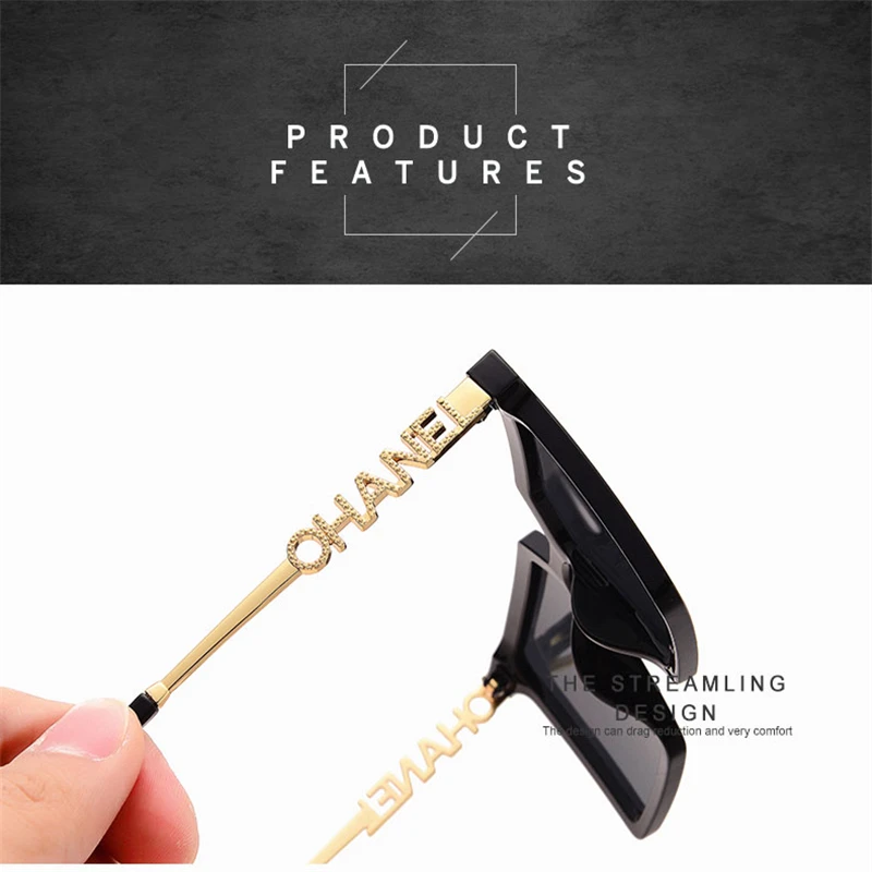 

New Square Sunglasses Women Vintage Letter Frame Sun Glasses Luxury Brand Design Classic Shades Driving UV400 Gafas Oculos