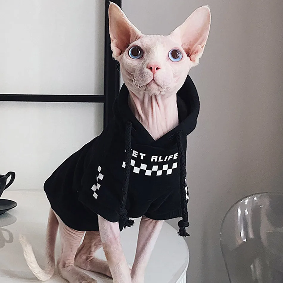 

Winter Warm Sphynx Cat Clothes Elvet Thick Casual Hoodies Clothes For Sphint Fashion Design Sphinx Cat Clothing Cotton Jacket
