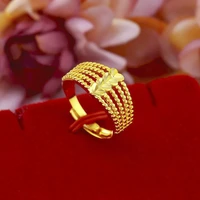 hot sale high quality ladies classic shiny gold color heart love opening female alloy rings for women engagement jewelry