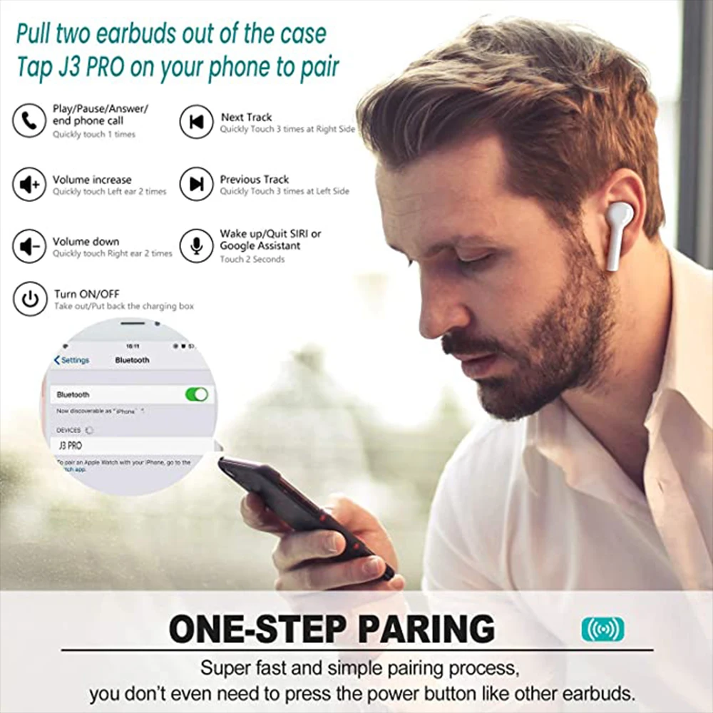 Беспроводные наушники Samload Touch Bluetooth 5 2 Hi Fi стерео спортивные с шумоподавлением 4