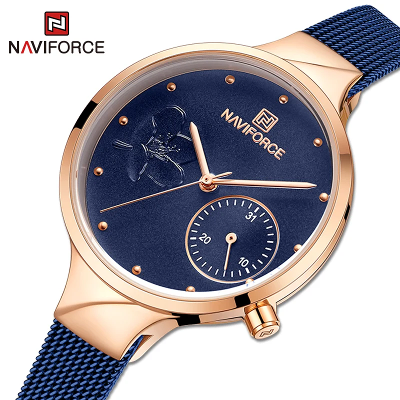 

Часы NAVIFORCE женские кварцевые с цветочным принтом, многофункциональные деловые спортивные из нержавеющей стали, с отображением даты