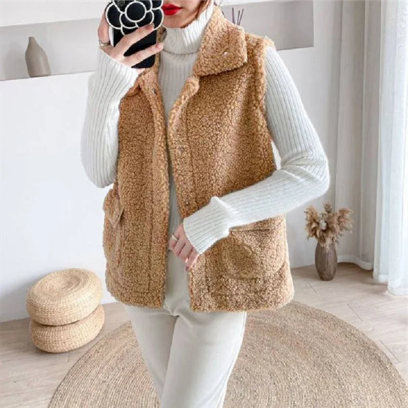 

Women's Vest Coat Lamb wool Autumn And Winter 2021 New Ladies Jacket Outer Body Wear Plush To Keep Warm Fashion Coat Female Top