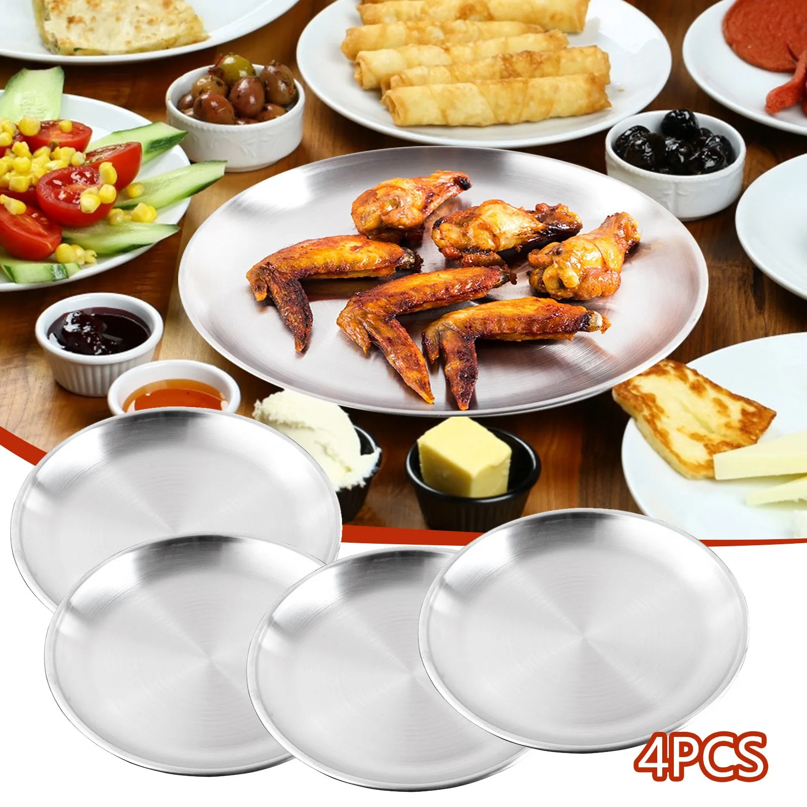 Обеденные тарелки из нержавеющей стали Стандартная Круглая десертная плитка