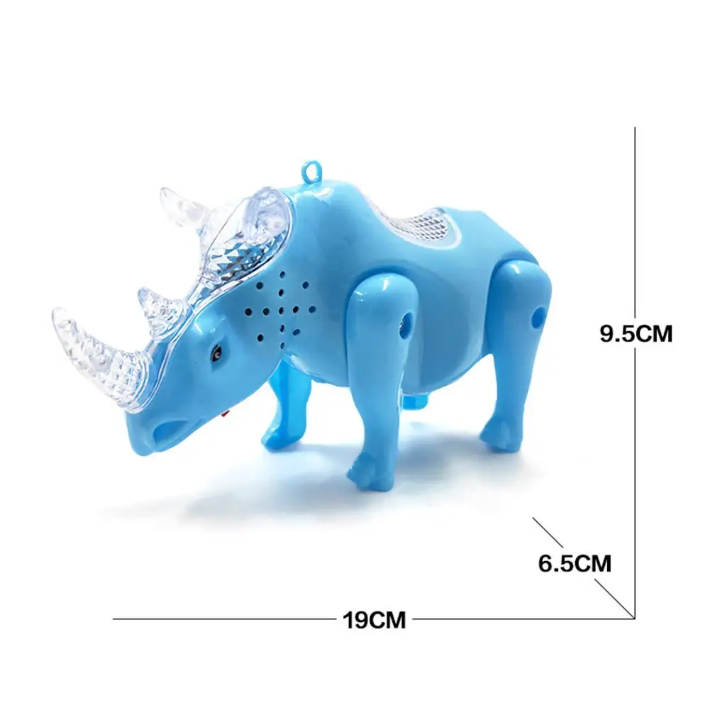 

Electric Pull Rope Pet Walking Musical Flashing LED Rhino Animal Toy with Leash Kid Party Interactive Toy Children Birthday Gift