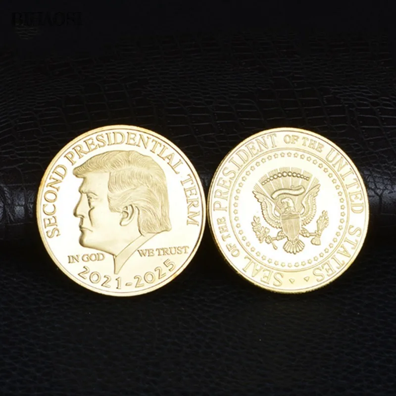 

Us President Trump Trump 2021-2025 Double Sided Three-dimensional Relief Commemorative Coin Challenge Coin Collection Wholesale