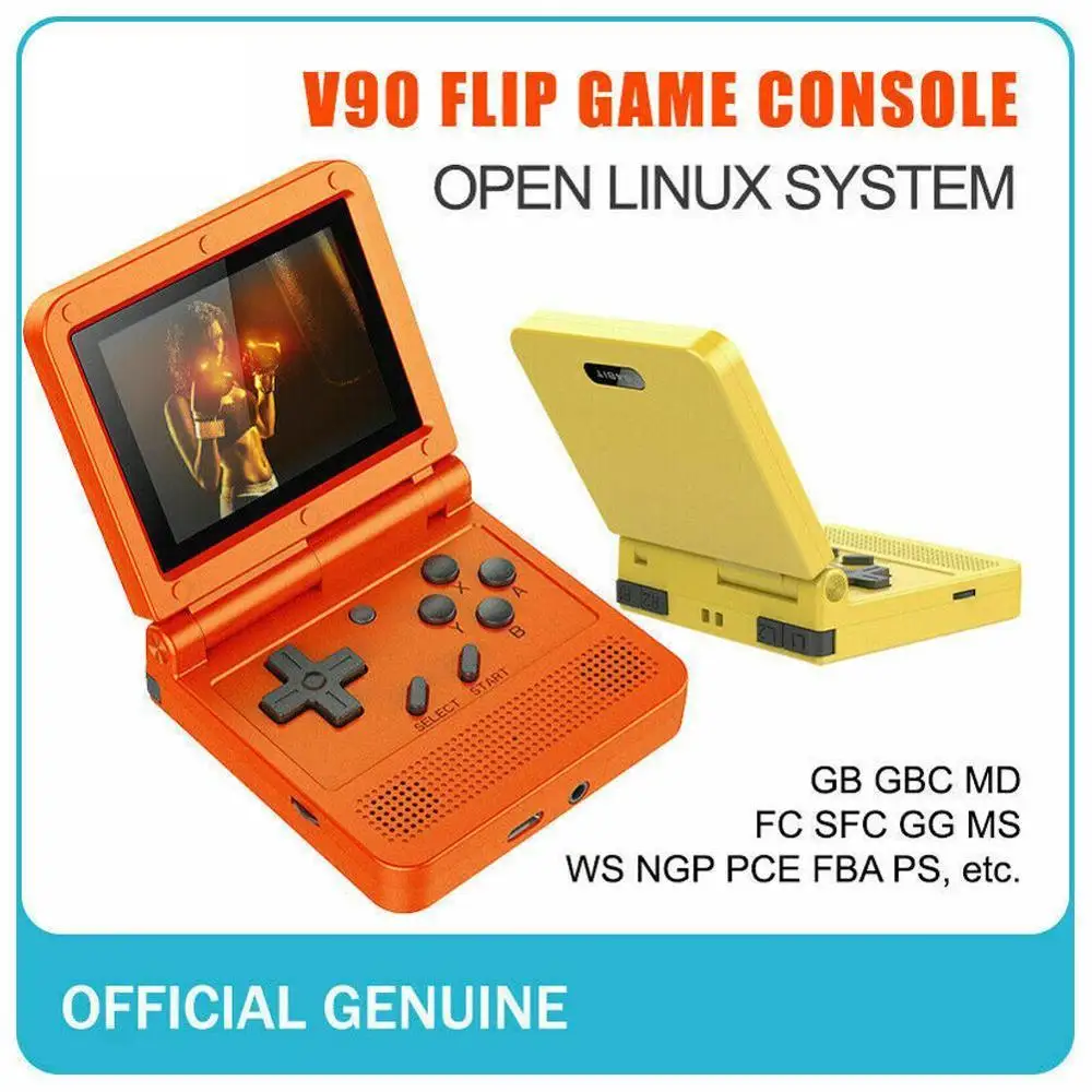 

V90 Retro Game Console Flip Linux System Handheld Game Console with16G Built in 2000 Games Video Game Console For PS1 N