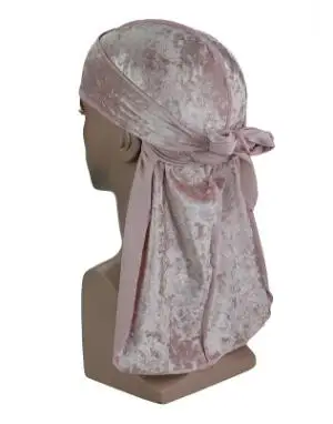 Light pink Алмазный бархатный пиратский головной убор, дюраг волны, удлиненный хвост для мужчин, головной убор для байкеров, повязка на голову, бандана, аксессуары для волос - Цвет: Light pink