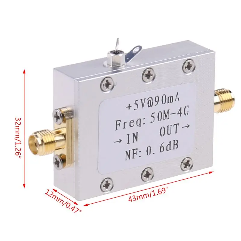 50M-4GHz Low Noise Amplifier LNA Ham Radio Module RF FM HF VHF NF=0.6dB -110dBm 