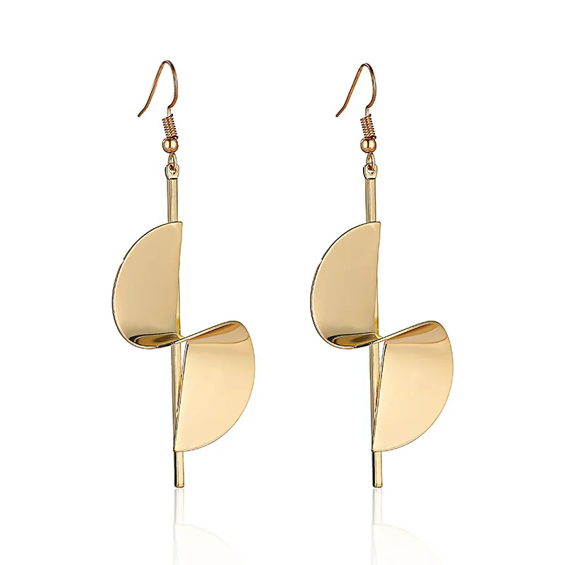 Женские сережки подвески EC2115 Необычные геометрические золотистого и