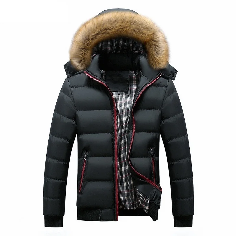 Мужские зимние куртки 7XL Толстая парка с меховым воротником капюшоном Пальто