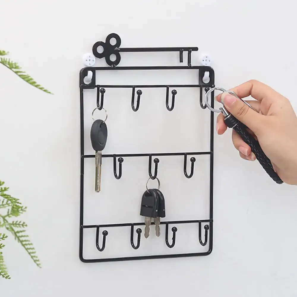 

Iron Wall Mounted 11 Hooks Storage Hanger Key Holder wall hooks Wall-Hanger Hook Wall Storage Holder Coat Hat Rack Home Decor