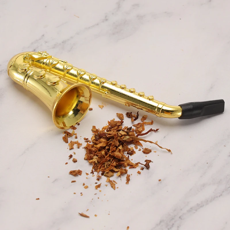 Мини Творческий саксофон дымовая трубка портативный металлический табак травы