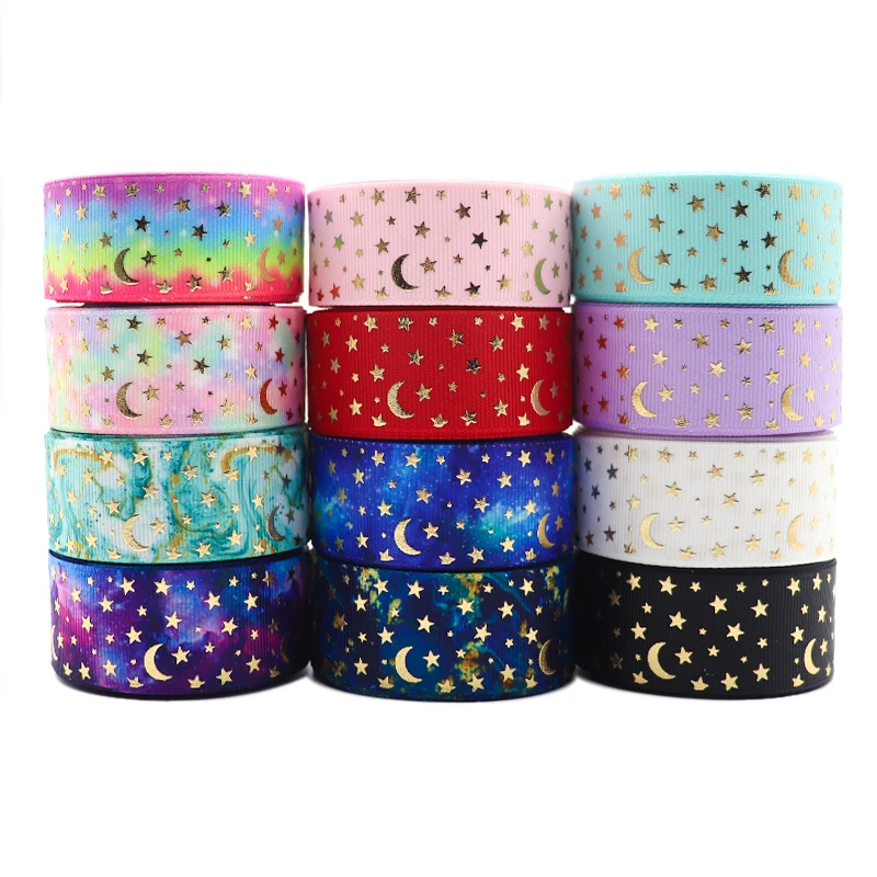 10 ярдов 1 &quot25 мм золотые звезды печатных корсажная лента для волос банты DIY ручной