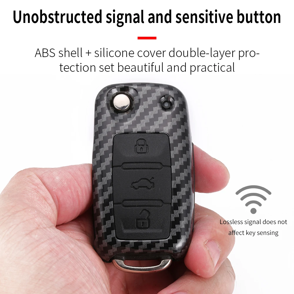 WFMJ углеродное волокно + силиконовая КНОПКА Flip Remote 3 кнопки чехол для брелка с