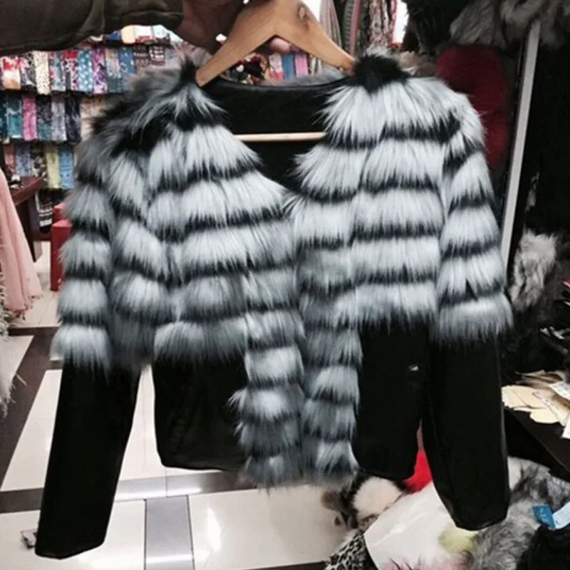 Женское пальто из искусственного меха 2020 зимнее теплое пушистое с длинными