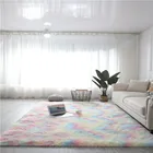 Современный мохнатый ковер плюшевый ковер для гостиной, радужные коврики, украшение для дома, пол в скандинавском стиле, серый, розовый, белый