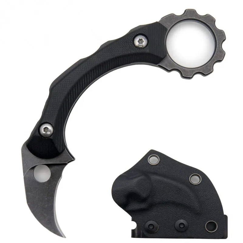 BLACK Нож с фиксированным лезвием, тактический нож с оболочкой Kydex, Коготь Karambit для охоты на открытом воздухе, выживания, тактического, приключенческого инструмента - Цвет: BLACK