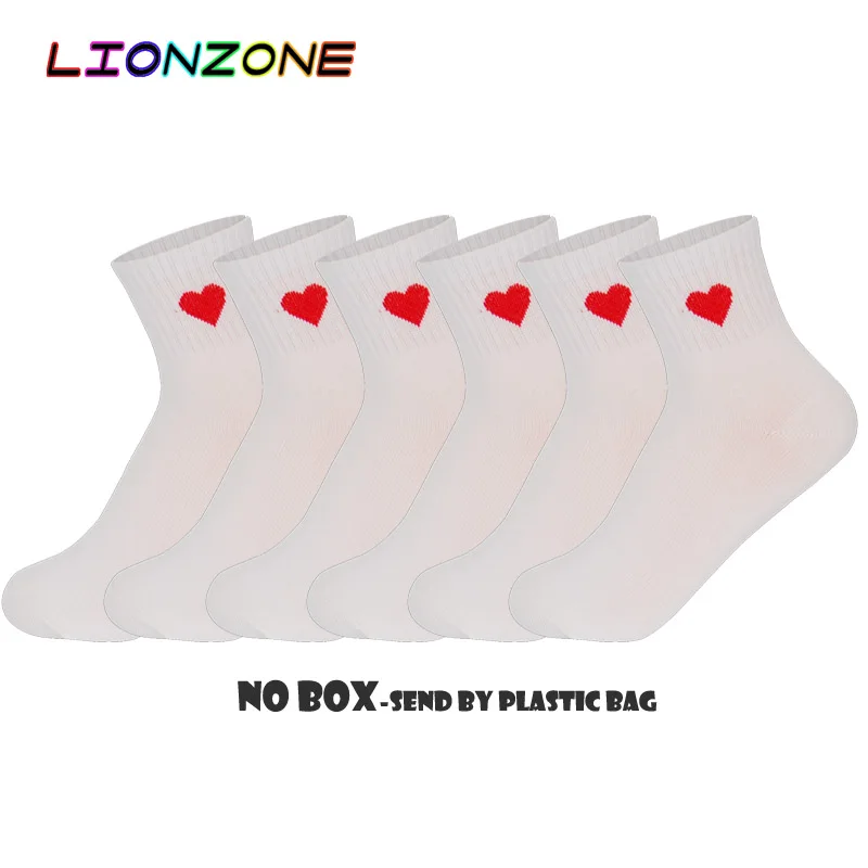 White LIONZONE 6 пар/лот милые носки с милыми сердечками женские дышащие удобные осенние зимние забавные бамбуковые носки для отдыха Meias - Цвет: White