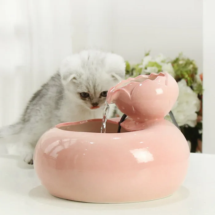 Cat Ceramic Water Fountain Automatic Pet Drinking Fountain Quiet Electric Automatic Circulation System Water Dispenser P7Ding