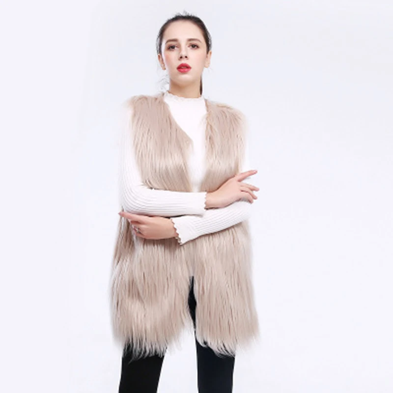 Элегантный меховой жилет из искусственной овчины пальто пушистая куртка тонкая