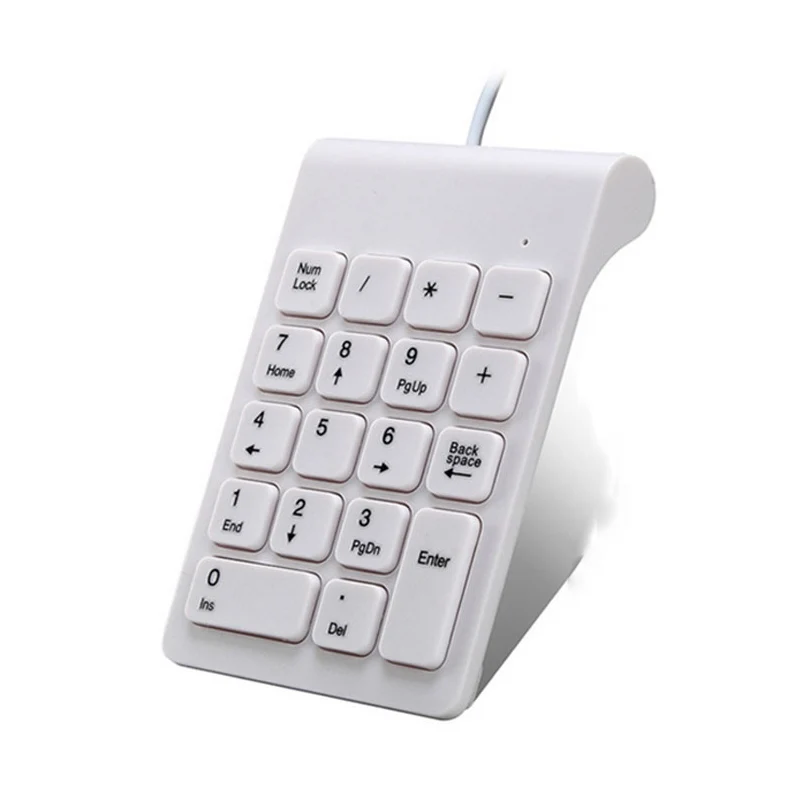 wired white 2,4G беспроводная цифровая клавиатура USB с 19 клавишами, мини-клавиатура для ноутбука, ноутбука, компьютера, клавиатуры - Цвет: wired white