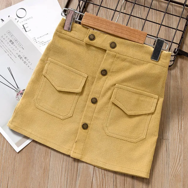 AF220 Yellow Bear Leader/юбки для девочек; Одежда для маленьких девочек; Очаровательная летняя детская джинсовая юбка; Джинсовая юбка на пуговицах; юбка-брюки для девочек - Цвет: AF220 Yellow