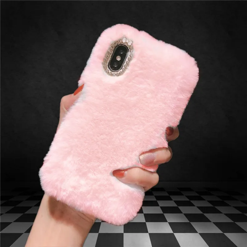 Cute Rabbit Ear Hair Furry Phone Case For iPhone 11 pro X XR XS Max 7 8 Plus 6 6S 5 5S SE 5C 4 Soft Girl Warm Cover |