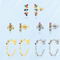 2021 fashion hoops earrings for women golden silver color diamond alloy piercing earrings aesthetic female jewelry accessories