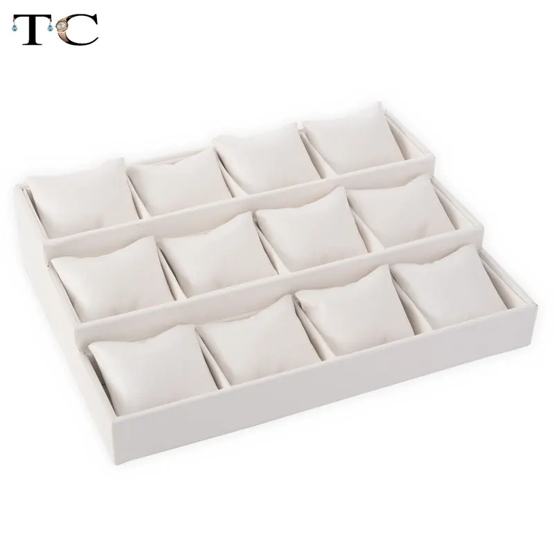 White Display Tray High-grade PU Jewelry Stand Watch Organizer Bracelet Ring Rack Earring Storage Box | Украшения и аксессуары
