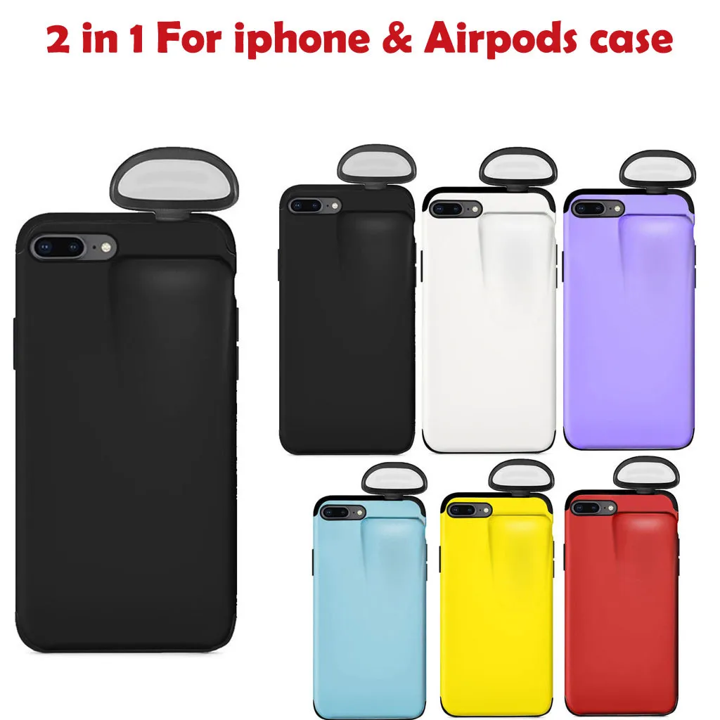 2 в 1 чехол для iphone 7 Plus Беспроводная гарнитура наушники набор защита IPhone Plus/8 и AirPods
