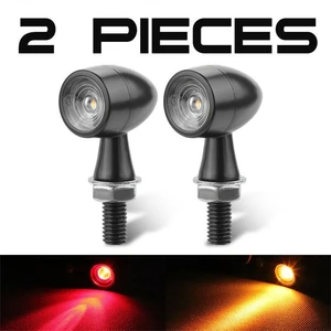 2x Universal Motorcycle LED Mini Turn Signal Indicator Brake Light Blinker Turn Signal Lights Aluminium+PC Lens