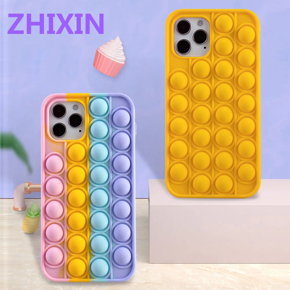 

Fidget Push Het Bubble Cover for Phone 11 Pro 12 Mini 7 8 Plus 6 6S Reliver Stress For iphone XS Max XR X Telefon Shell