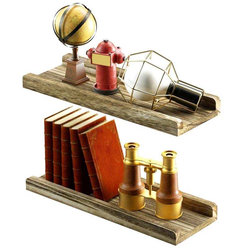 

2Pcs Wall Shelf Holders Decorative Bracket Home Office Bedroom Living Room Bathroom Organizer Wood Board Floating