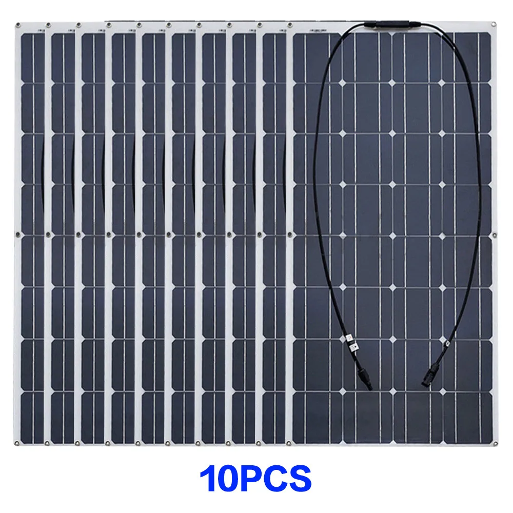 1000W solar panel Комплект из 2 предметов, 4 шт. 10 шт. 100 Вт солнечная панель солнечных батарей Гибкая солнечная батарея солнечных батарей для автомобиля/яхты/пароход 12V 24 вольт постоянного тока 100 ватт Солнечная Батарея - Цвет: 1000W solar panel